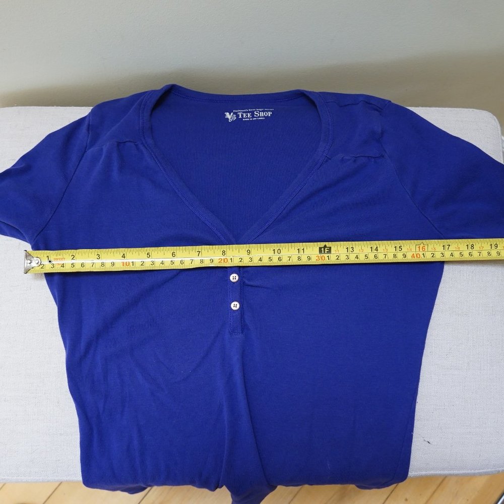 Beautiful Blue Button Henley Top - Picture 3 of 3